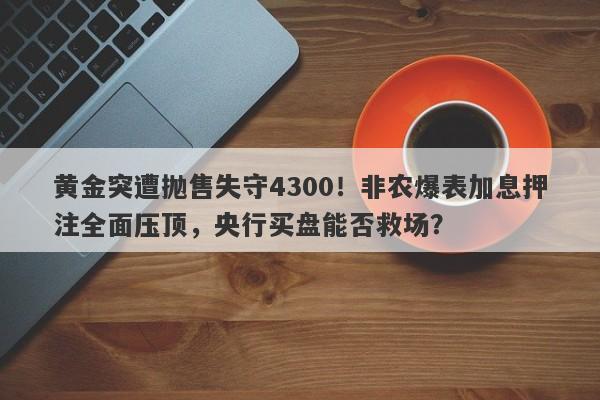 黄金突遭抛售失守4300！非农爆表加息押注全面压顶，央行买盘能否救场？
