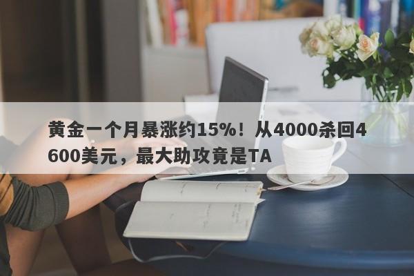 黄金一个月暴涨约15%！从4000杀回4600美元，最大助攻竟是TA