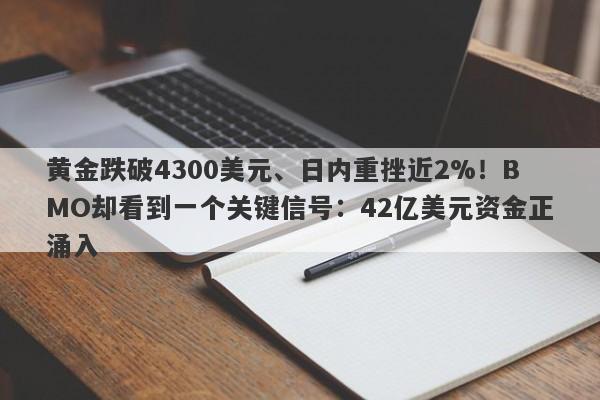 黄金跌破4300美元、日内重挫近2%！BMO却看到一个关键信号：42亿美元资金正涌入