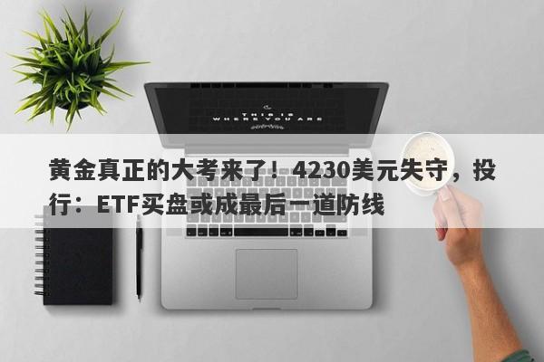 黄金真正的大考来了！4230美元失守，投行：ETF买盘或成最后一道防线